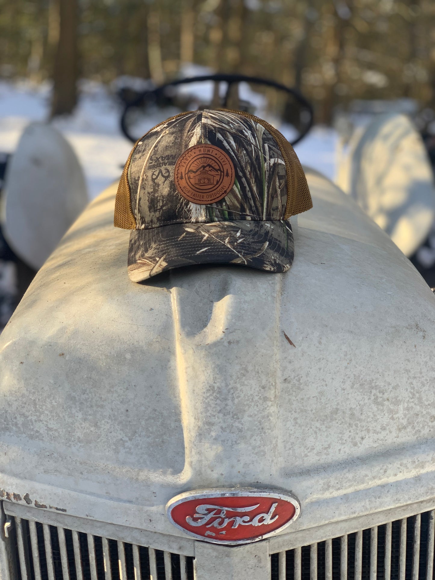 Leather Patch Camo Mesh Snapback